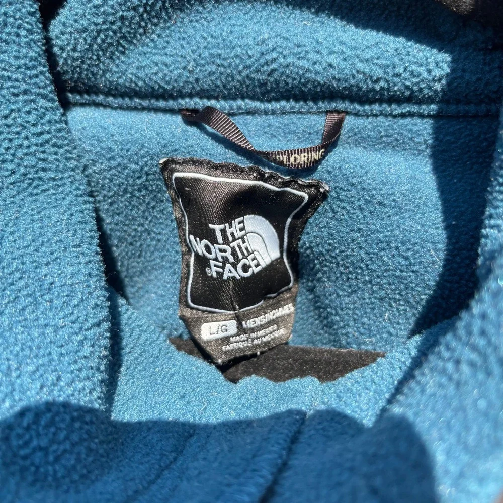 The North Face Denali Fleece Jacket Mens L Blue Black Used Full Zip Outdoor